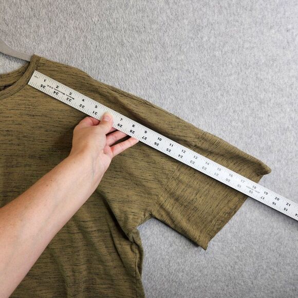 Ted Baker Top Womens 5 Green Heathered Hi Low Hem Side Slits Neutral Boho - Picture 9 of 14